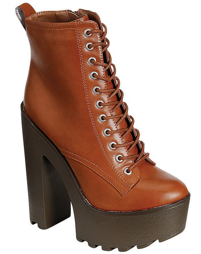 BRECKELLES JAMIE-11 CHUNKY HEEL PLATFORM BOOTIES - langshop