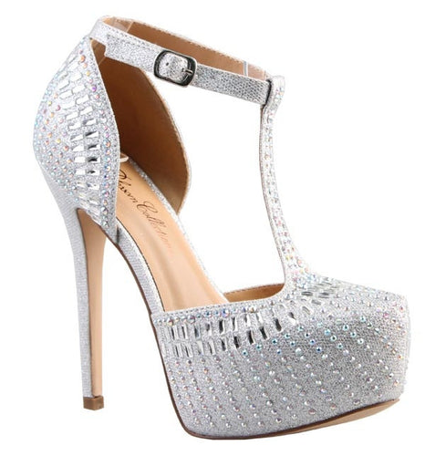 BLOSSOM FOOTWEAR KINKO-130 RHINESTONE PLATFORM HEELS - langshop